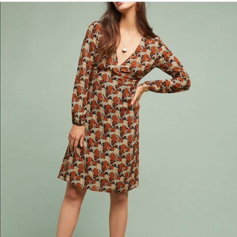 NWT Anthropologie Ottod'ame Tiger Wrap Dress
